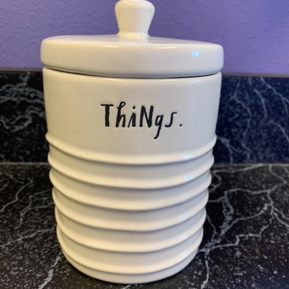 Rae Dunn Storage Jar "Things"  wavy container